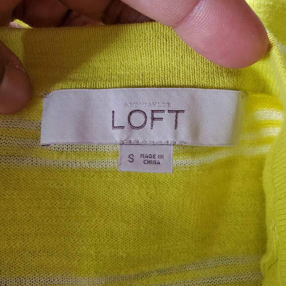 LOFT Women's Yellow Striped Pocket Cardigan Size S - Picture 8 of 10